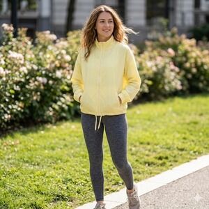 CALIA Womens Size Large Yellow Full Zip Windbreaker Jacket Active Running Spring